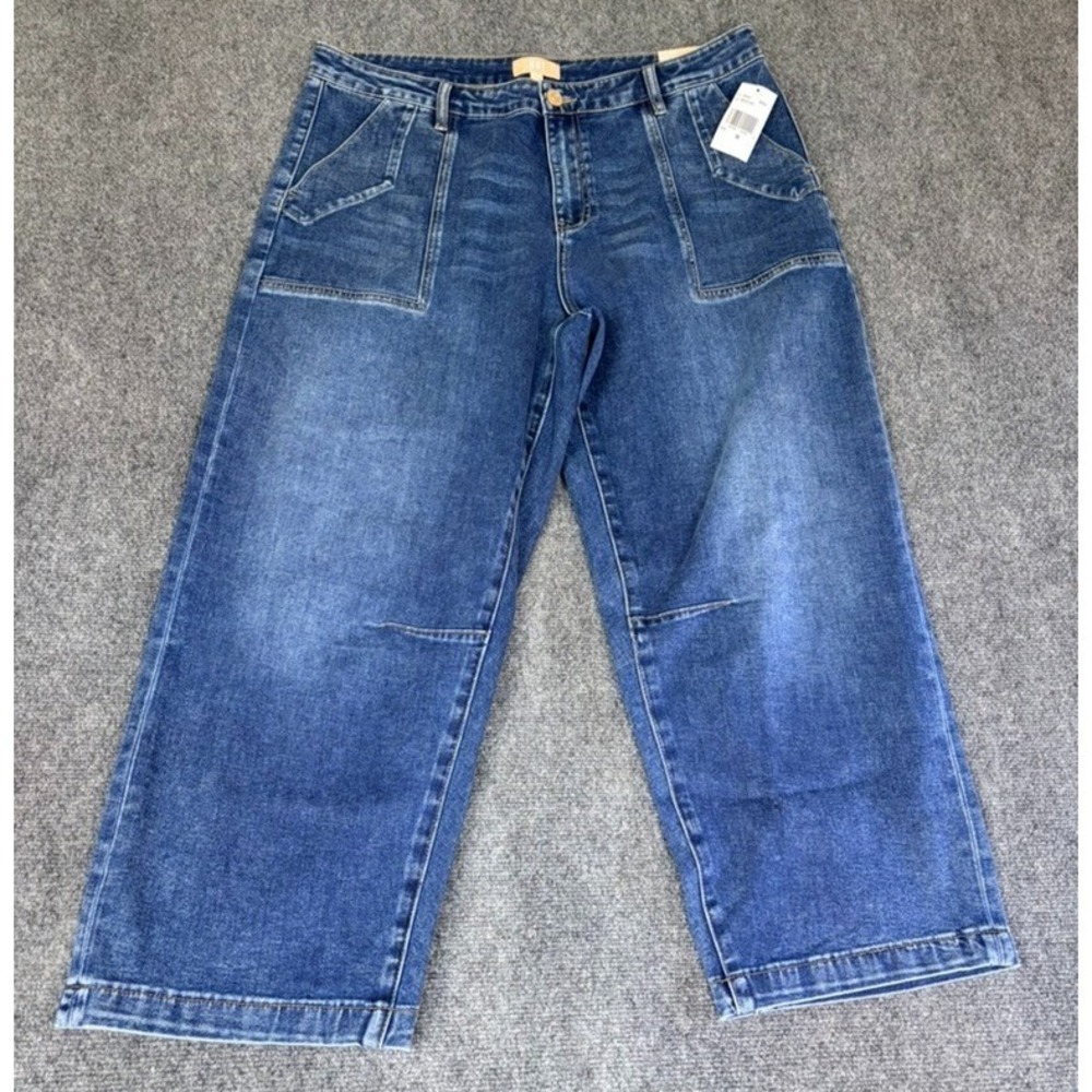 KUT Ashton Barrel ‎ Leg Jeans Women's High Rise Medium Wash Cotton Blend Size 18